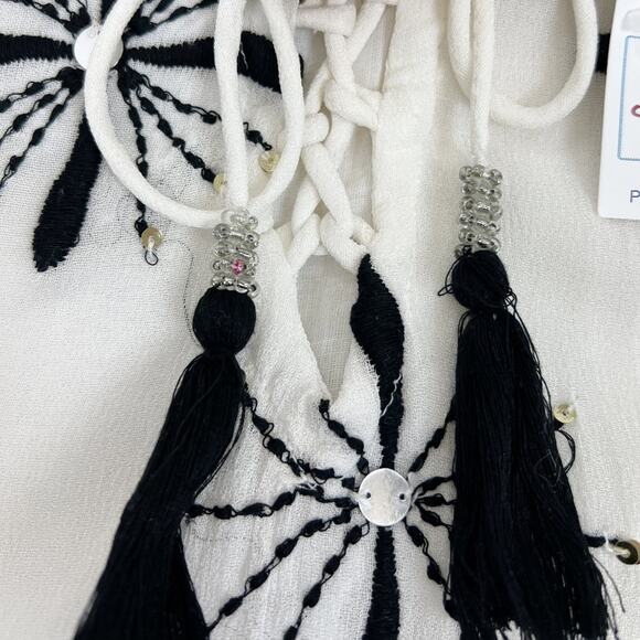 RubyYaya Alicante Embellished Tunic Front Tie Maxi Dress Size Medium - Picture 12 of 12